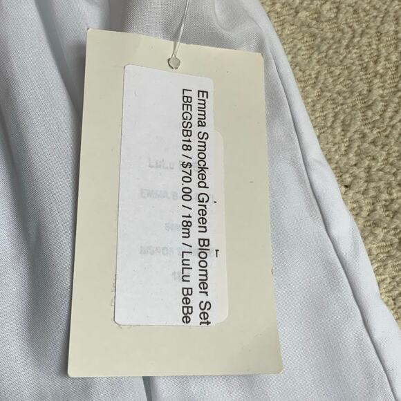 Lulu Bebe Emma Smocked Green Bloomer Set size 18mo - Picture 2 of 3